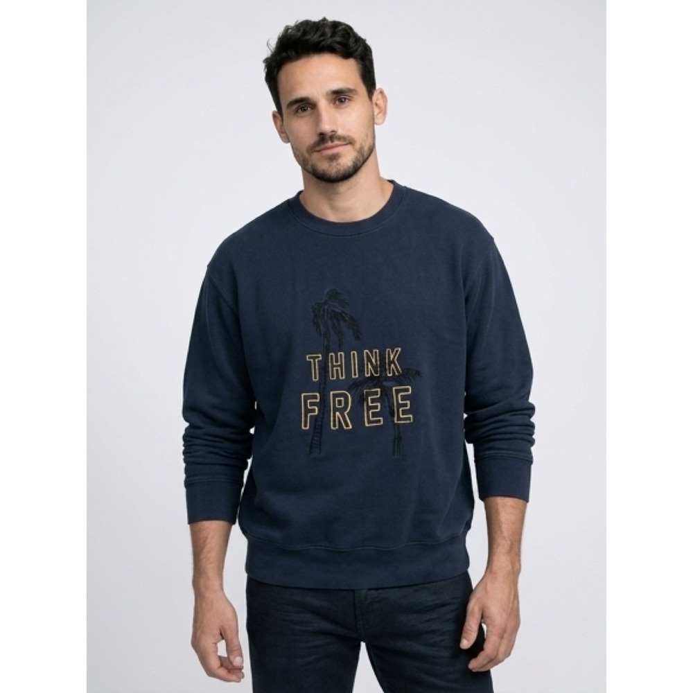 Wilfred‎ Free Aritzia Navy Blue Think Free Palm Tree Sweatshirt Large Oversized